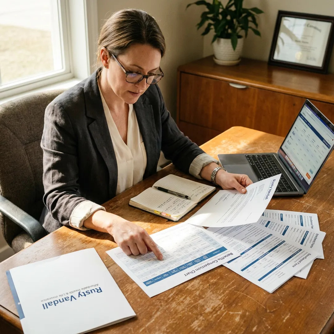 Insurance agent comparing benefit plans
