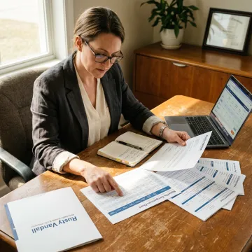 Insurance agent comparing benefit plans