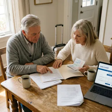 Retired officer reviewing travel medical coverage