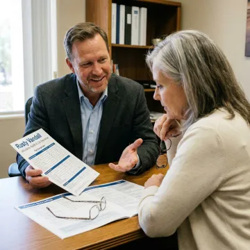 Vision insurance consultation with eyeglasses
