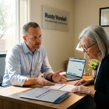 Medicare insurance agent helping a senior compare plans