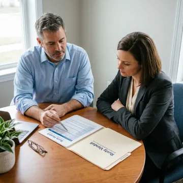 Insurance agent reviewing health plan options with a business owner