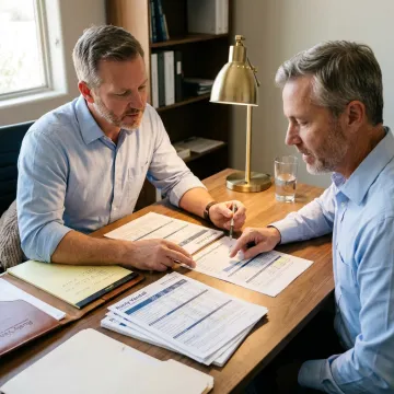 Advisor reviewing retirement plan documents