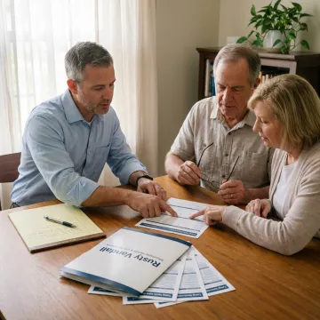 Advisor reviewing long term care insurance with a retiree couple