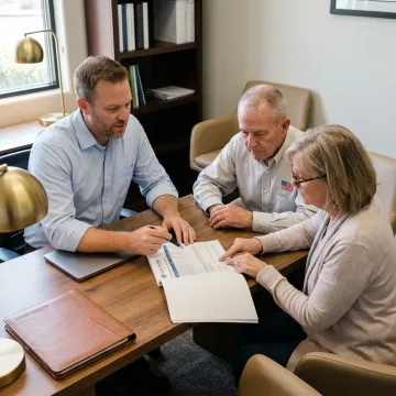 Licensed agent reviewing dental plan options with veteran family