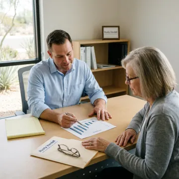 Advisor explaining retirement income options