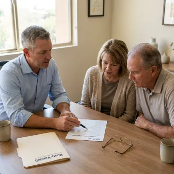 Insurance advisor reviewing long-term care planning steps