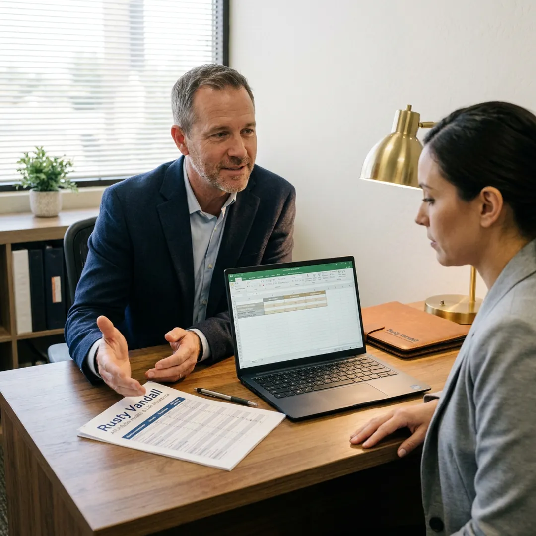 Insurance broker reviewing employee benefits plans