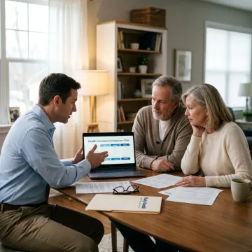 Family reviewing healthcare insurance options