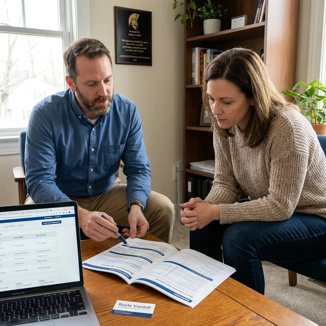 Insurance agent explaining dental plan options
