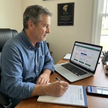 Telehealth consultation on a laptop
