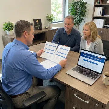 Insurance agent reviewing plan comparisons with clients