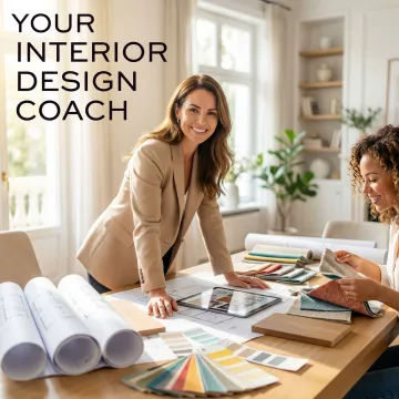 Interior designer collaborating with homeowner on residential design plans