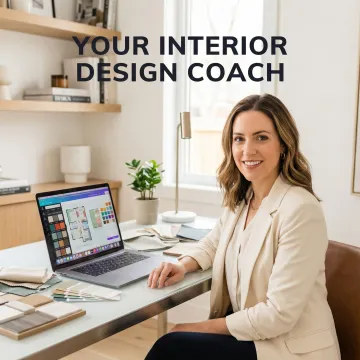 Professional interior designer conducting virtual consultation on laptop with Las Vegas client