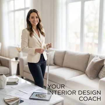 Interior designer measuring and planning room layout with tape measure and floor plan sketches