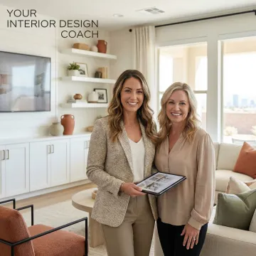 Professional home organizing consultant working with Las Vegas client in organized living space