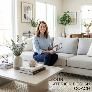 Airbnb host reviewing guest feedback on tablet with styled rental interior in background