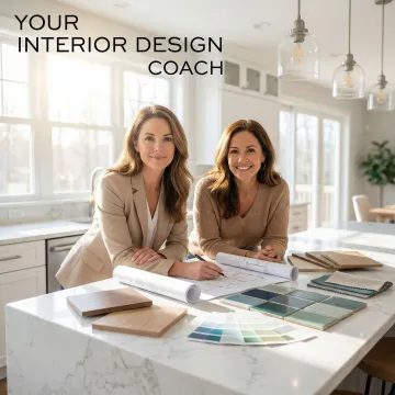 Modern kitchen renovation consultation in Spring Valley showing designer reviewing plans with homeowner