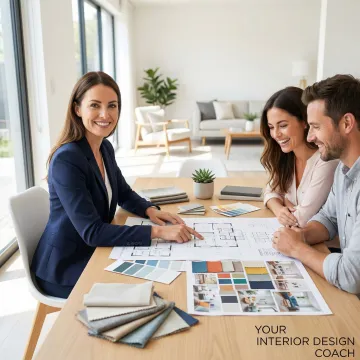 Interior design coach reviewing renovation plans with a homeowner