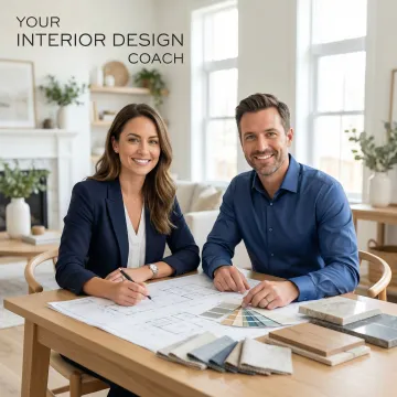 Interior design consultant reviewing remodeling plans with a homeowner