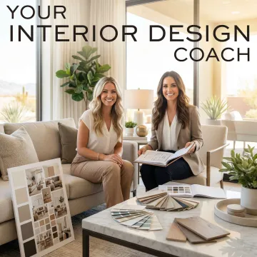 Interior design coach helping a Las Vegas homeowner plan a stylish living room layout