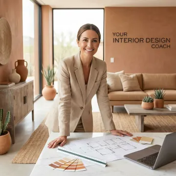 Interior designer reviewing a space plan layout in a modern Las Vegas home