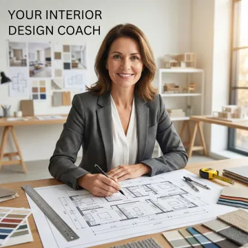 Interior designer reviewing a space planning layout for a Bay Area home