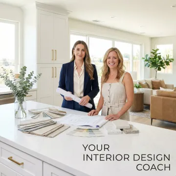 Interior designer reviewing renovation plans with a homeowner in an Orange County home