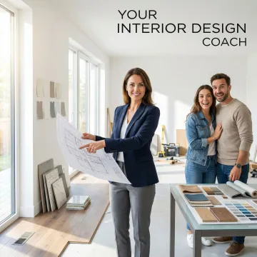 Interior designer consulting with a homeowner during a home remodeling project