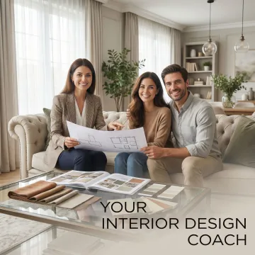 Interior design consultant reviewing a home transformation plan with a homeowner