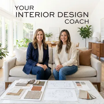 Interior design coach helping a Bay Area homeowner select furniture and finishes