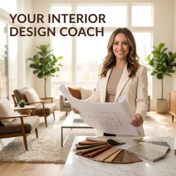 Professional interior designer reviewing renovation plans in a modern Campbell home