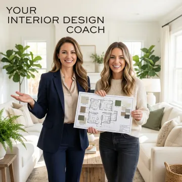 Interior designer presenting a personalized space plan to a homeowner
