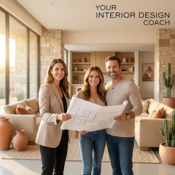 Professional interior designer consulting with a homeowner in a stylish Las Vegas home