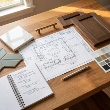 Kitchen remodel planning process with drawings and samples