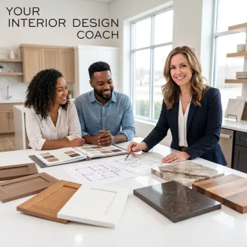 Kitchen remodel planning process with drawings and material samples