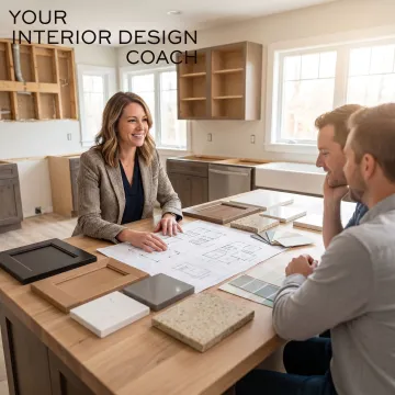 Kitchen remodel plans and finish selections on a table