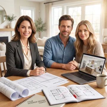 Interior designer reviewing contractor bids and remodel plans
