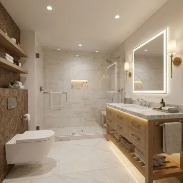 Modern bathroom with elegant fixtures and optimized layout