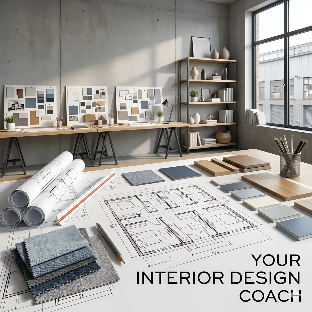 Interior design coach presenting layout solutions to a homeowner during a consultation
