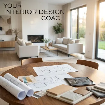 Professional renovation consultant reviewing blueprints and design plans with homeowner in modern Vegas home