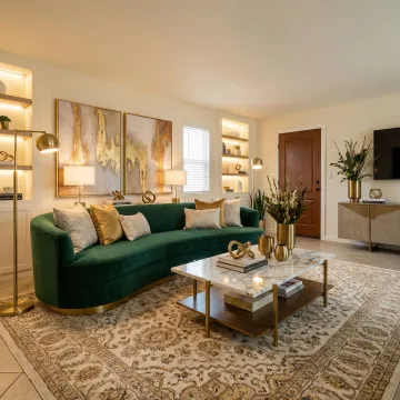 Elegant luxury interior living room with refined furnishings and sophisticated decor