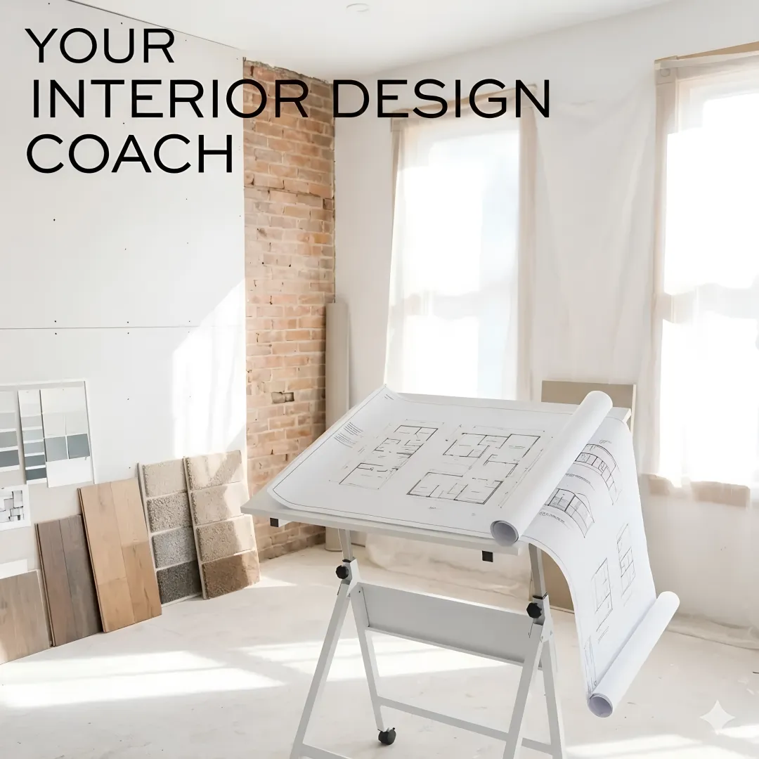 Interior design coach reviewing kitchen remodel plans with a homeowner
