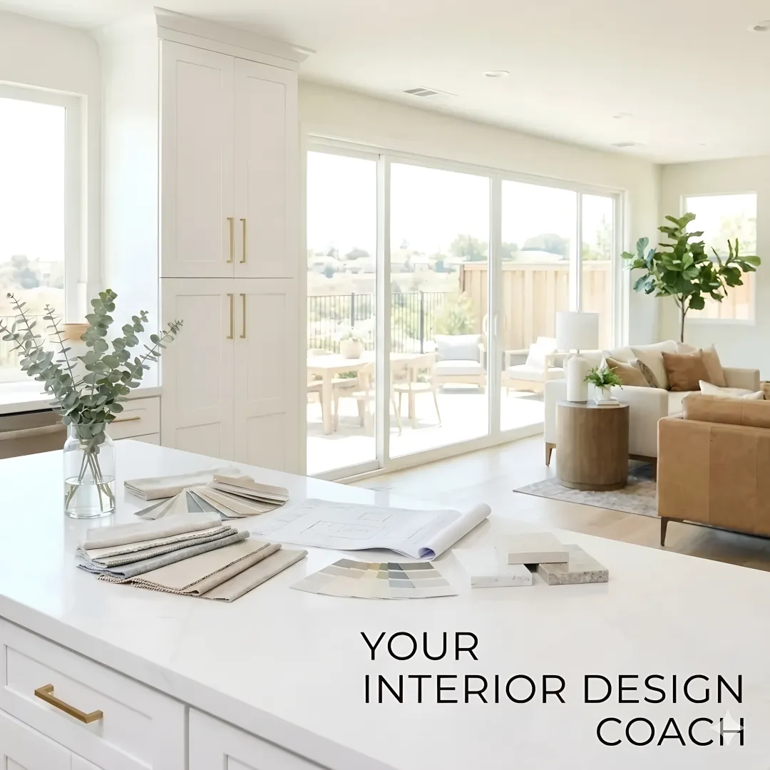 Interior designer reviewing renovation plans with a homeowner in an Orange County home