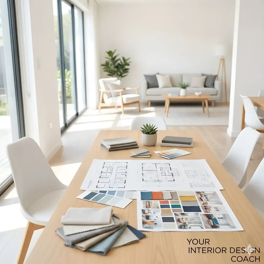 Interior design coach reviewing renovation plans with a homeowner