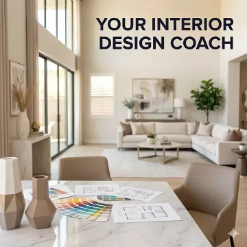 Interior design coach reviewing room design plans with a client in a Las Vegas home