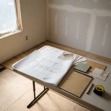 Interior designer and contractor reviewing revised remodel plans