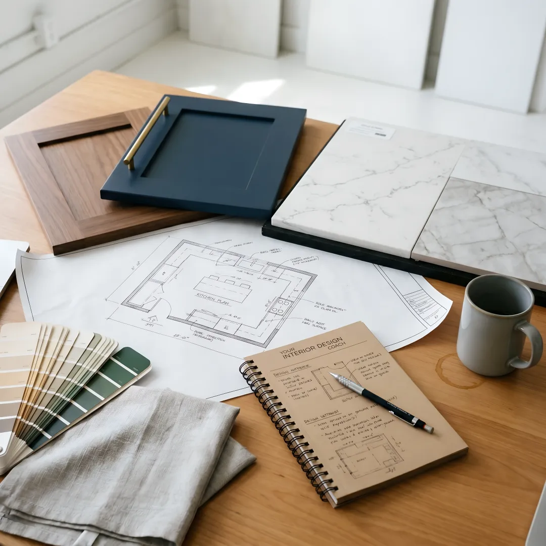 Kitchen remodel planning process with drawings and samples