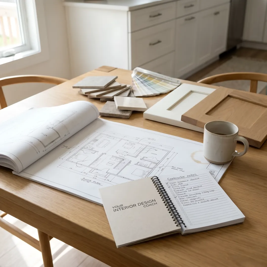 Owner's representative reviewing remodel plans with homeowner