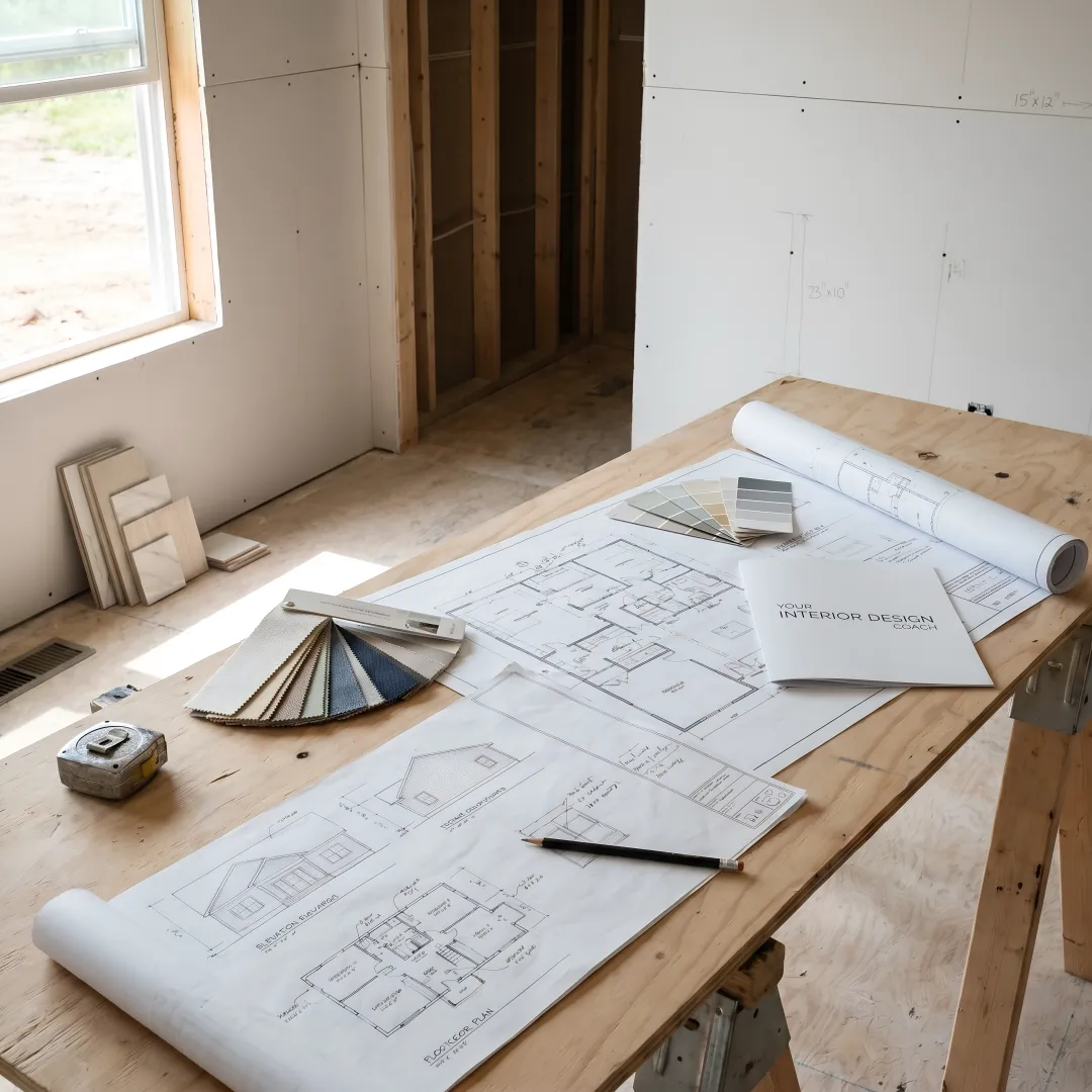 Interior designer consulting during active home construction